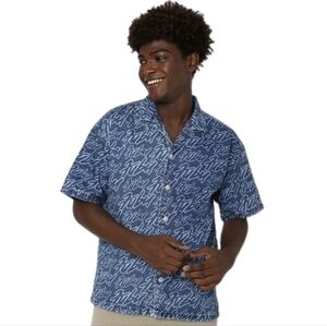 Fubu x Forever 21 Denim Shirt Men’s XL Button Down All Over Print Y2K Streetwear